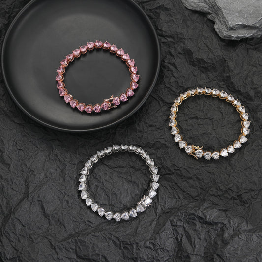 Ice Stone 7mm Heart Iced Out Tennis Bracelet