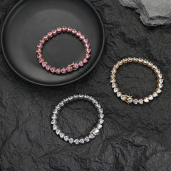 Ice Stone 7mm Heart Iced Out Tennis Bracelet