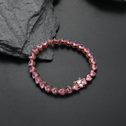 Ice Stone 7mm Heart Iced Out Tennis Bracelet