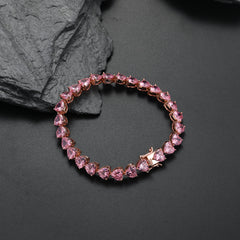 Ice Stone 7mm Heart Iced Out Tennis Bracelet