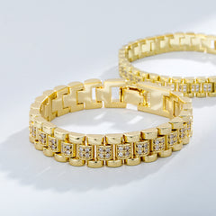 Ice Stone 10mm Watchband Style Cuban Set