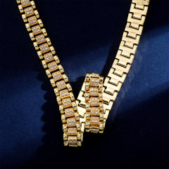 Ice Stone 10mm Watchband Style Cuban Set