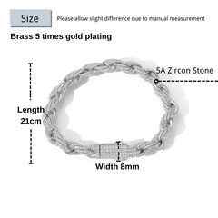 Ice Stone 8mm Full Diamond Rope Bracelet