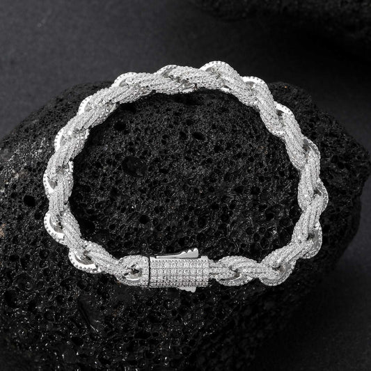 Ice Stone 8mm Full Diamond Rope Bracelet