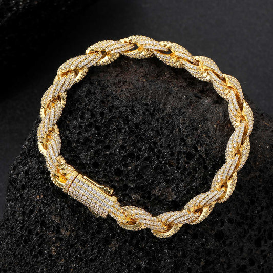 Ice Stone 8mm Full Diamond Rope Bracelet