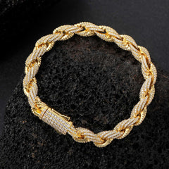 Ice Stone 8mm Full Diamond Rope Bracelet