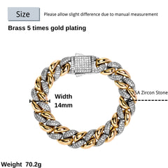 Ice Stone 9mm 14mm Mixed Color Cuban Bracelet