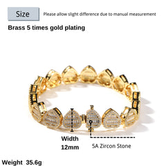 Ice Stone 12mm Baguette Heart Cuban Bracelet Iced Out