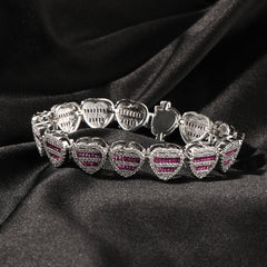 Ice Stone 12mm Baguette Heart Cuban Bracelet Iced Out