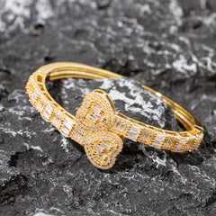 ICE STONE Heart Baguette Bangle 18K Gold Plated