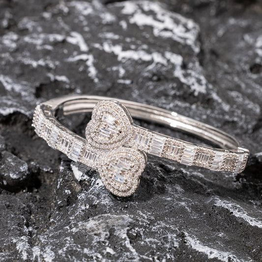 ICE STONE Heart Baguette Bangle 18K Gold Plated