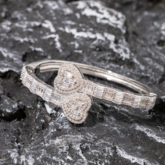 ICE STONE Heart Baguette Bangle 18K Gold Plated