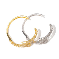 ICE STONE Heart Baguette Bangle 18K Gold Plated