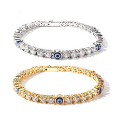 Ice Stone 4mm Gold Plated Evileye Tennis Bracelet