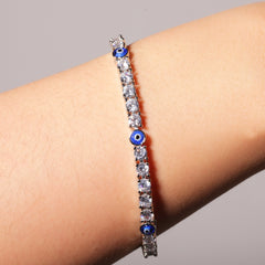 Ice Stone 4mm Gold Plated Evileye Tennis Bracelet
