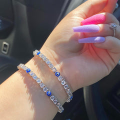 Ice Stone 4mm Gold Plated Evileye Tennis Bracelet