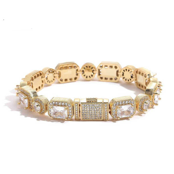 Ice Stone Big Diamond 18K Gold Bangle Bracelet