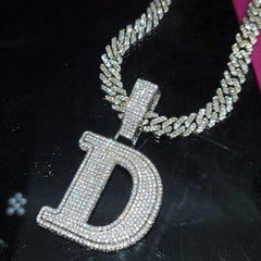 Ice Stone Double Layer Initial Letter Pendant Necklace