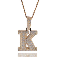 Ice Stone Double Layer Initial Letter Pendant Necklace