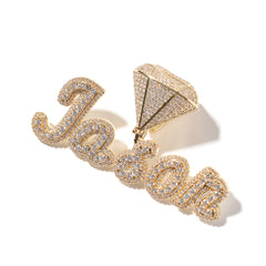 Ice Stone Custom Hoop Name Pendant Necklace Bling