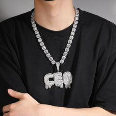 Ice Stone Personalized Water Drop Initial Necklace