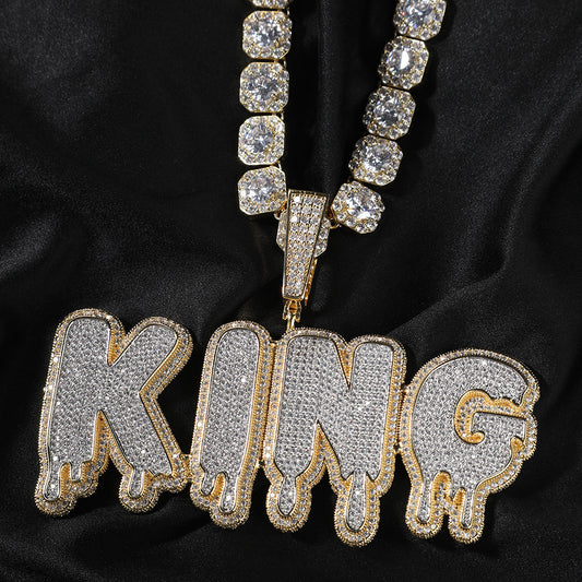 Ice Stone Personalized Water Drop Initial Necklace