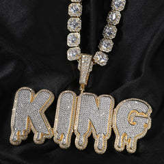 Ice Stone Personalized Water Drop Initial Necklace