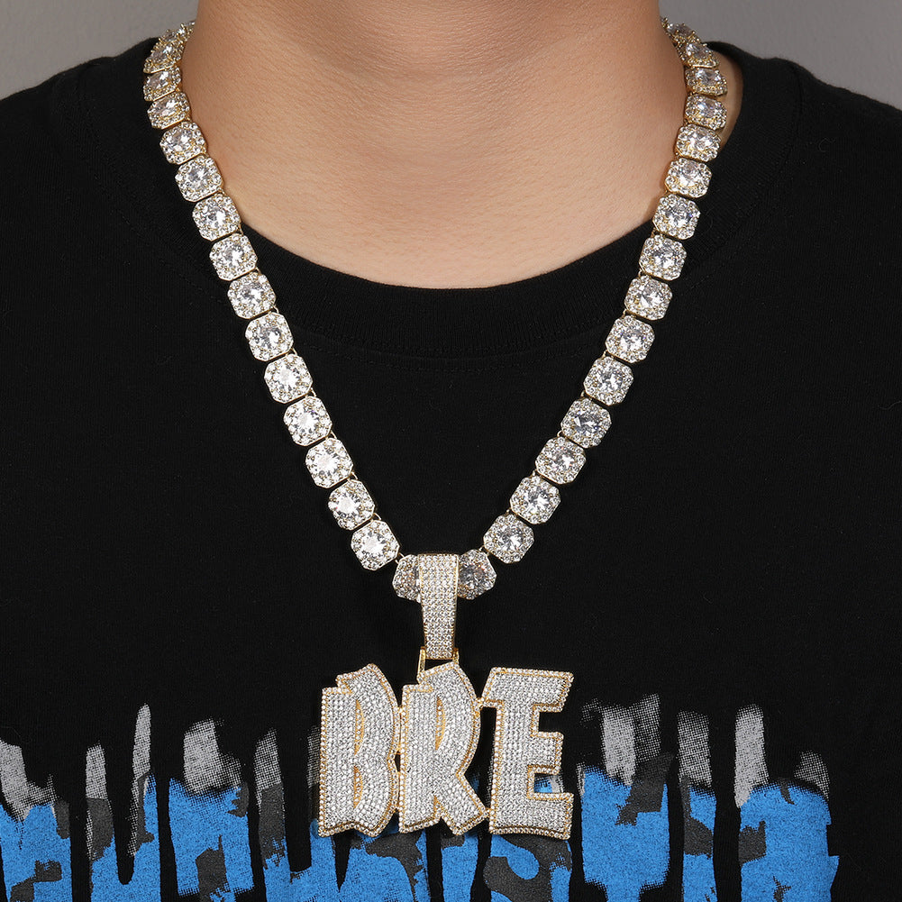 Ice Stone Two Tone Iced Out Custom Pendant Necklace