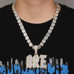 Ice Stone Two Tone Iced Out Custom Pendant Necklace