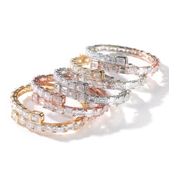 Ice Stone Bi-Color CZ Baguette Women Bracelet