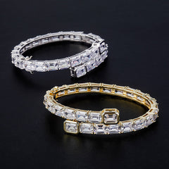 Ice Stone Bi-Color CZ Baguette Women Bracelet