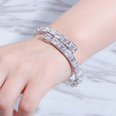 Ice Stone Bi-Color CZ Baguette Women Bracelet