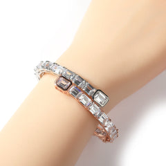 Ice Stone Bi-Color CZ Baguette Women Bracelet