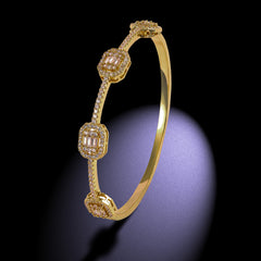 Ice Stone Iced Out Baguette CZ Bracelet Gold Plated