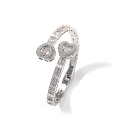 Ice Stone Hip Hop Heart Bangle Ring Set