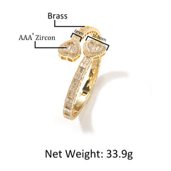 Ice Stone Hip Hop Heart Bangle Ring Set
