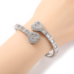 Ice Stone Hip Hop Heart Bangle Ring Set
