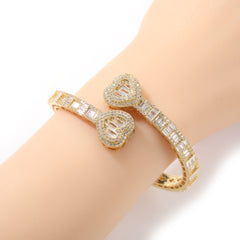 Ice Stone Hip Hop Heart Bangle Ring Set