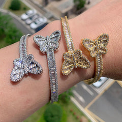 Ice Stone Iced Out Butterfly Jewelry Set Bling