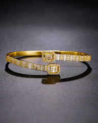 Ice Stone Iced Out Gold Bangle Ring Set