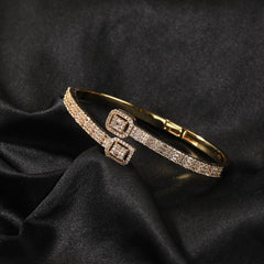 Ice Stone Iced Out Gold Bangle Ring Set