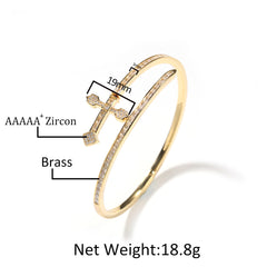 Ice Stone Adjustable Cross Bracelet 18K Gold Bling