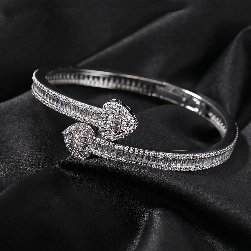 Ice Stone Iced Out Baguette Diamond Heart Bracelet