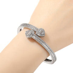 Ice Stone Iced Out Heart Bangle Ring Set