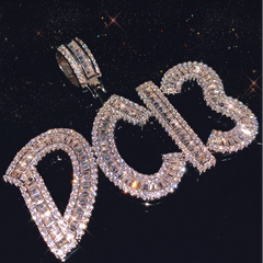 Ice Stone Iced Out Initials Gold Silver Necklace