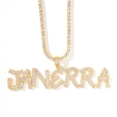 Ice Stone Iced Out Initials Gold Silver Necklace