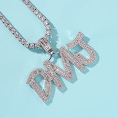 Ice Stone Iced Out Initials Gold Silver Necklace