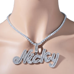Ice Stone Brush Font Baguette Heart Tennis Necklace