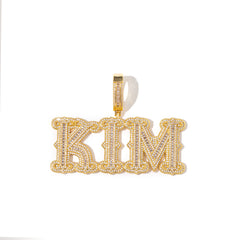 Ice Stone 9mm Cuban Link Initial Letter Necklace