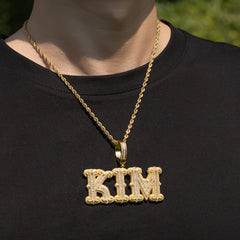 Ice Stone 9mm Cuban Link Initial Letter Necklace